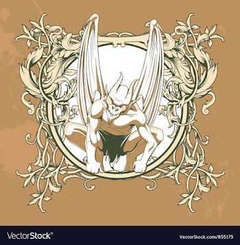 Vintage floral frame with gargoyle vector image