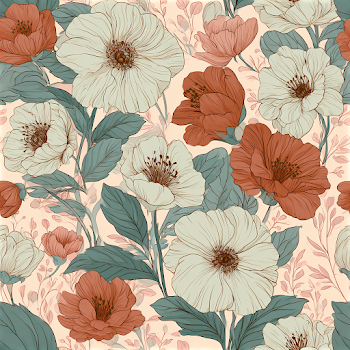 Vintage Floral Pattern with Hand-Drawn Blossoms