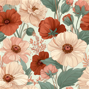Vintage Floral Pattern with Hand-Drawn Blossoms