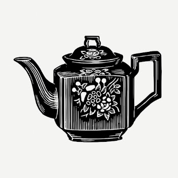 Vintage floral tea pot clipart | Free PSD Illustration - rawpixel