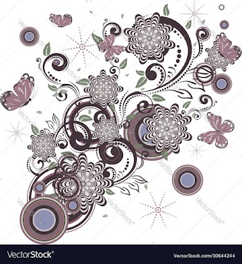 Vintage Floral with Butterflies8 vector image
