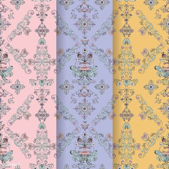 Vintage flourish pattern background set | Free stock vector - 504676