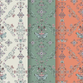 Vintage flourish pattern background set | Free stock vector - 504682
