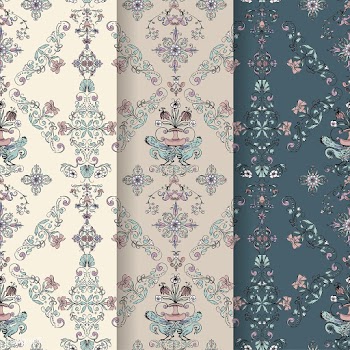 Vintage flourish pattern background set | Free stock vector - 504686