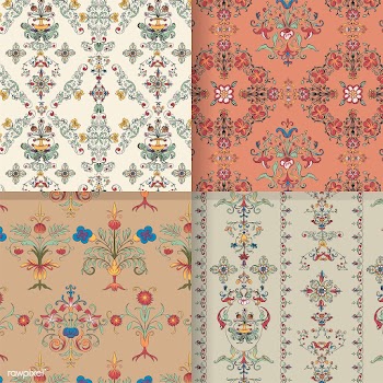 Vintage flourish pattern background set | Free stock vector - 504689