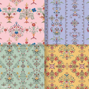 Vintage flourish pattern background set | Free stock vector - 504691