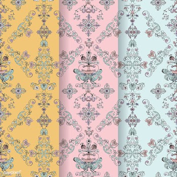 Vintage flourish pattern background set | Free stock vector - 504696