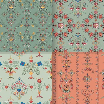 Vintage flourish pattern background set | Free stock vector - 504701