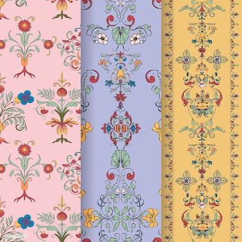 Vintage flourish pattern background set | Free stock vector - 504711