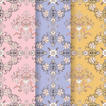 Vintage flourish pattern background set | Free stock vector - 504714