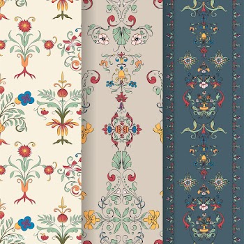 Vintage flourish pattern background set | Free stock vector - 504746