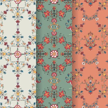 Vintage flourish pattern background set | Free stock vector - 504770