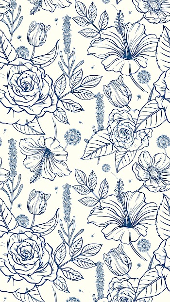 Vintage flower iPhone wallpaper, blue | Free PSD - rawpixel