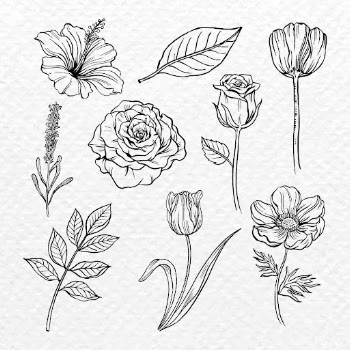 Vintage flower sticker, black botanical | Free Vector Illustration - rawpixel