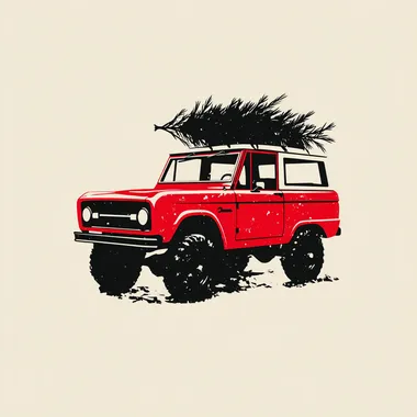 Vintage Ford Bronco with Christmas Tree Vintage Ford Bronco with Christmas Tree