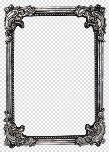 Vintage frame precut, rectangular gray steel frame transparent background PNG clipart
