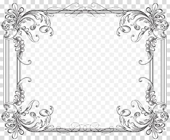 Vintage Frame Two, white and gray floral border illustrtion transparent background PNG clipart