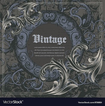 Vintage frame with engraved floral vector image