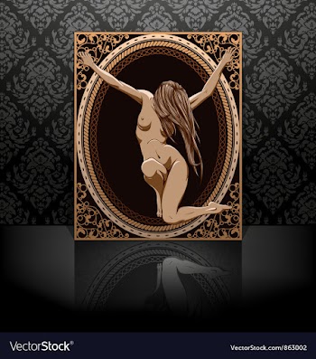Vintage frame with sexy girl vector image