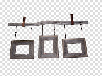 Vintage frames S, three brown wooden frames transparent background PNG clipart