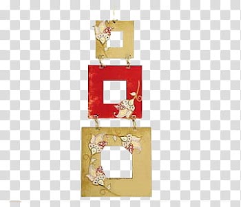Vintage frames S, three square brown and red frames transparent background PNG clipart