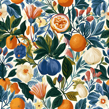 Vintage Fruit and Floral Wallpaper
