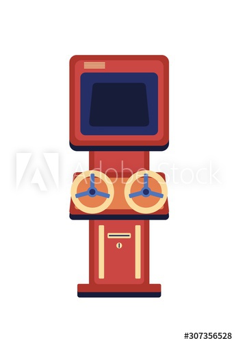 Vintage game machine flat vector illustration