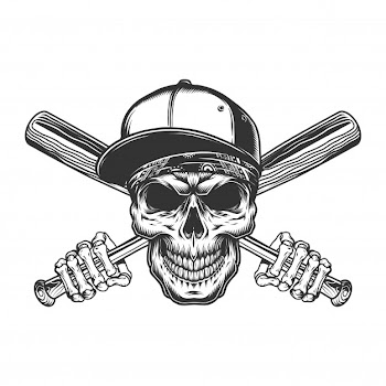 Vintage gangster skull in baseball cap Free Vector