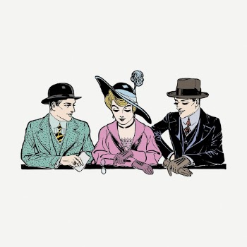Vintage gentlemen with a woman | Free PSD - rawpixel