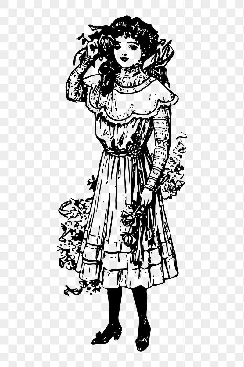 Vintage girls' fashion png sticker | Free PNG - rawpixel