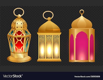 vintage gold arabic lanterns realistic set