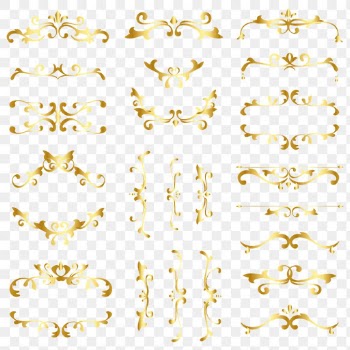 Vintage gold filigree border png sticker collection
