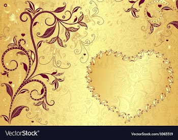 Vintage gold floral valentine frame vector image