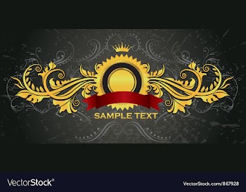 Vintage gold label with grunge background vector image