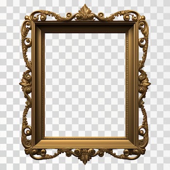 Vintage gold picture frame PNG transaprent