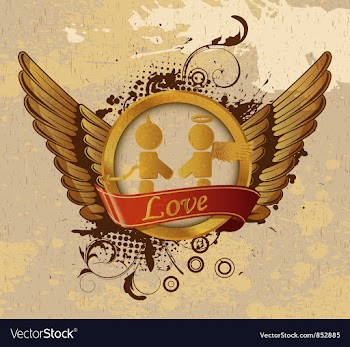 Vintage gold valentines emblem vector image