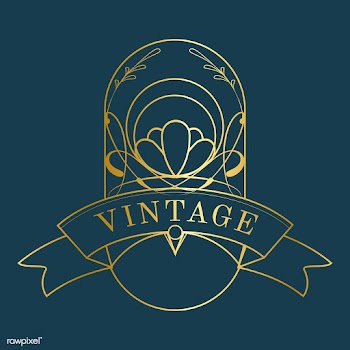 Vintage golden art nouveau badge on blue vect.. | Free stock vector - 519508