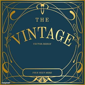 Vintage golden art nouveau badge on blue vect.. | Free stock vector - 519510