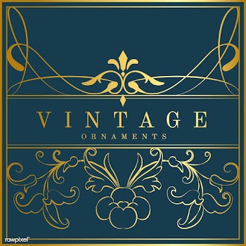 Vintage golden art nouveau badge on blue vect.. | Free stock vector - 519555