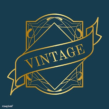 Vintage golden art nouveau badge on blue vect.. | Free stock vector - 519595