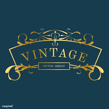 Vintage golden art nouveau badge on blue vect.. | Free stock vector - 519633