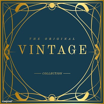 Vintage golden art nouveau badge on blue vect.. | Free stock vector - 519650