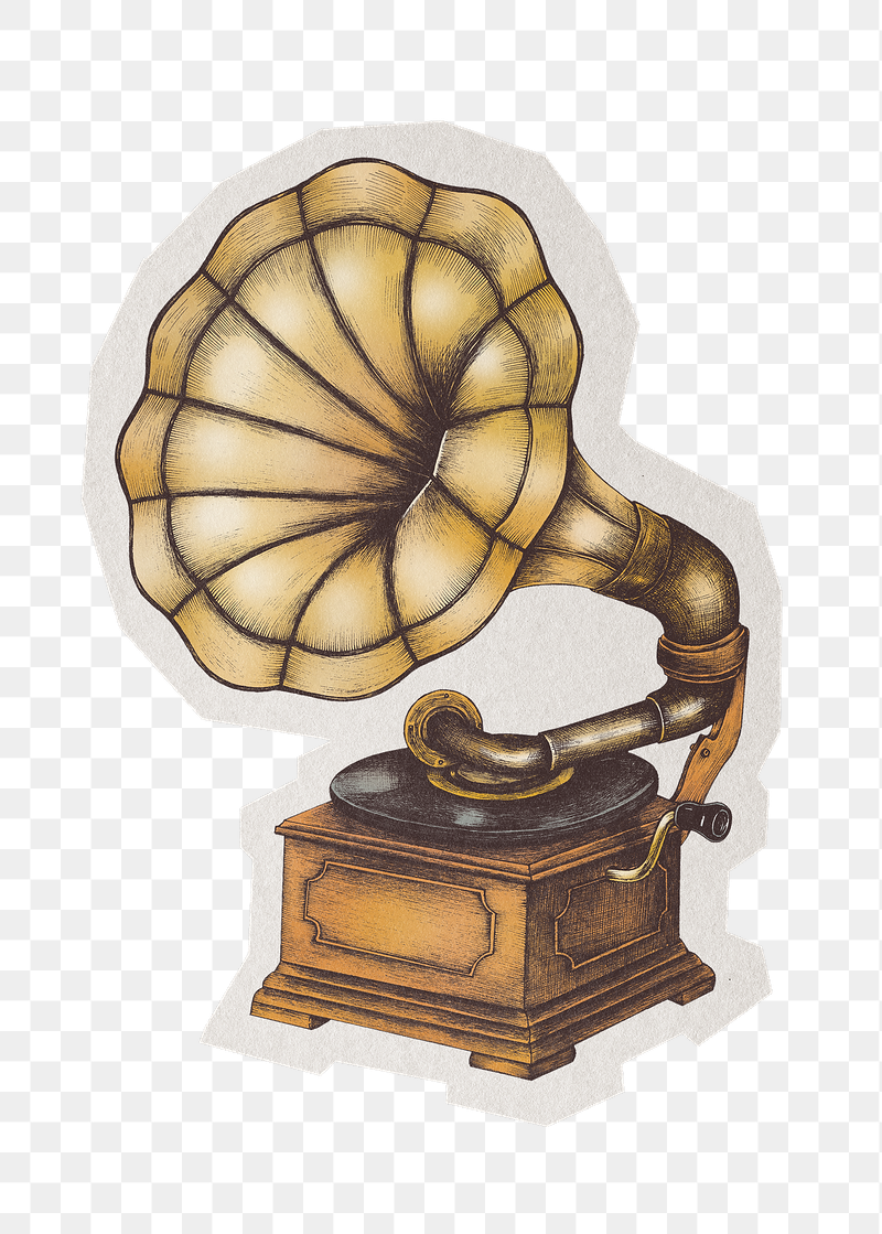 Vintage gramophone png sticker, paper | Free PNG - rawpixel