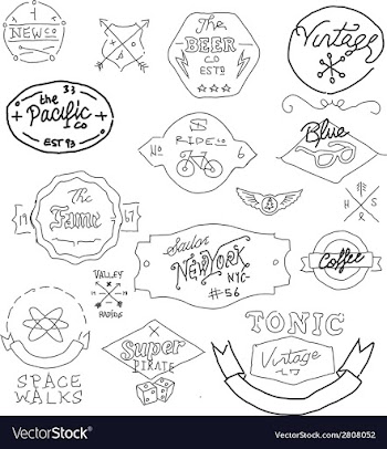 Vintage hand drawn logos vector image