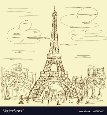 Vintage hand drawn of eifel tower Paris France vector image