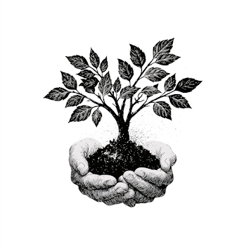 Vintage Hands Holding a Growing Tree