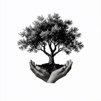 Vintage Hands Holding a Tree Icon