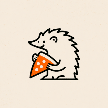 Vintage Hedgehog Mascot Enjoying Pizza