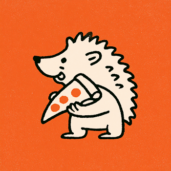 Vintage Hedgehog Mascot with Pizza Slice