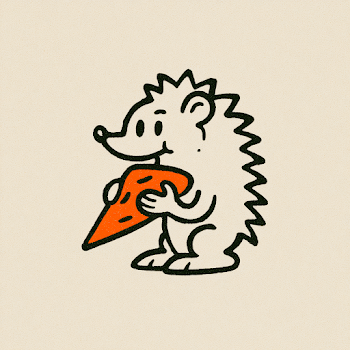 Vintage Hedgehog Mascot with Pizza Slice